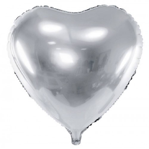 Balão Coração Prata 45 cm