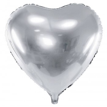 Balão Coração Prata 45 cm