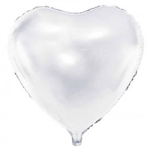 Balão coração branco metalizado 45 cm