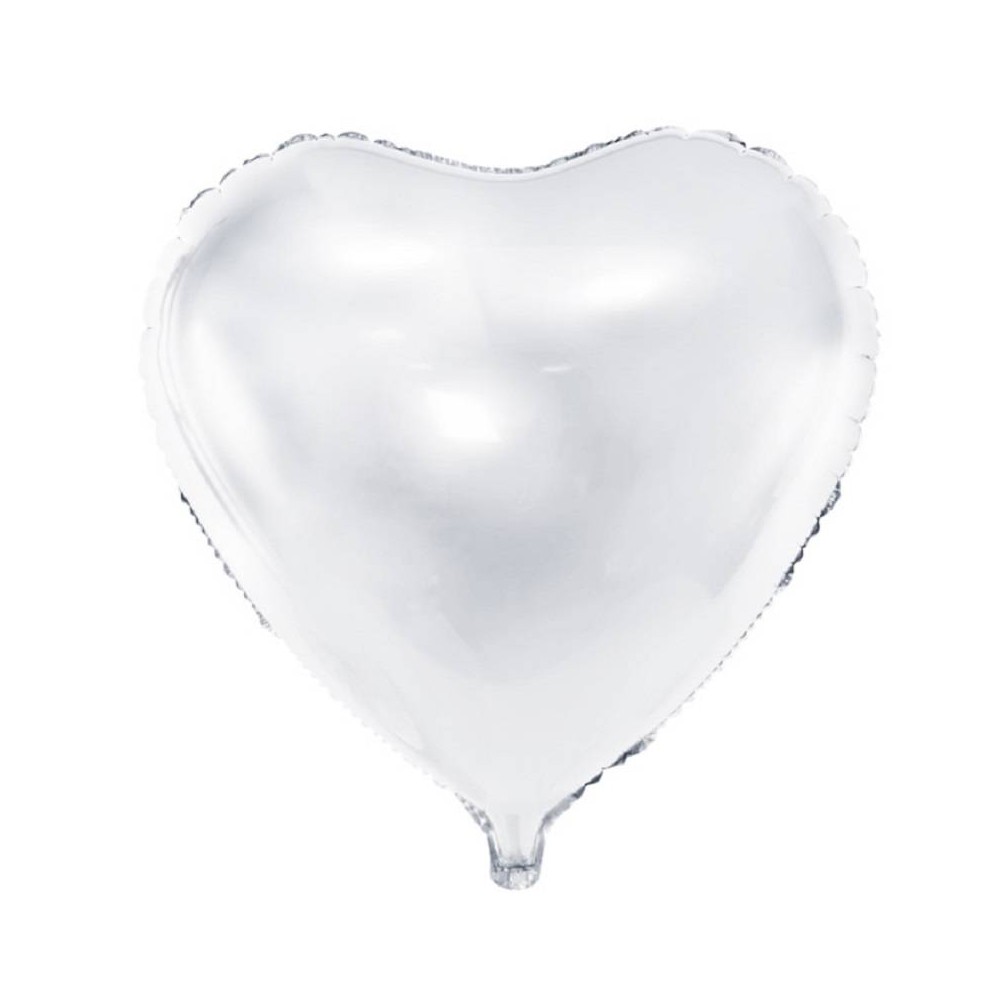 Balão coração branco metalizado 45 cm