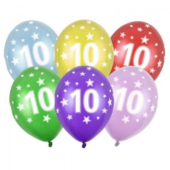 Balões Nº10 estrelas (6 uds)