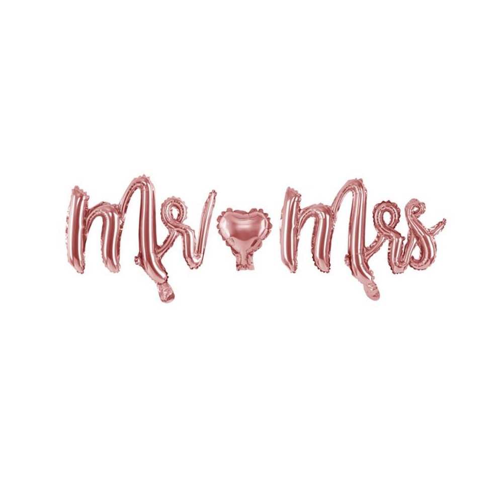 Balão foil "Mr &Mrs" rosa dourado 