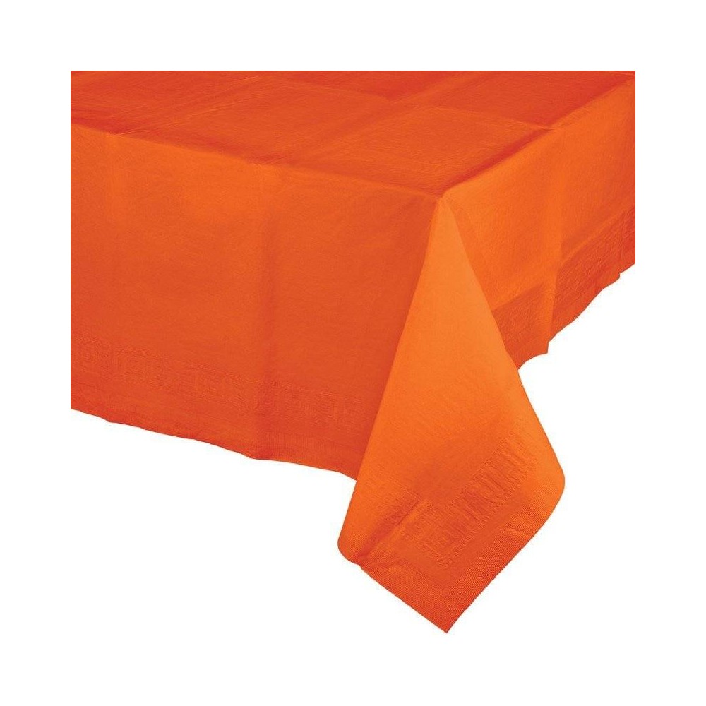 Toalha de mesa de papel forrado com plástico cor laranja