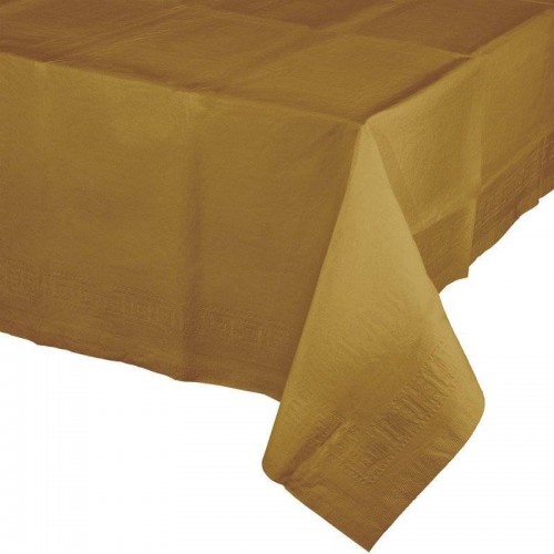 Toalha de Mesa de Papel forrado com Plástico cor dourada
