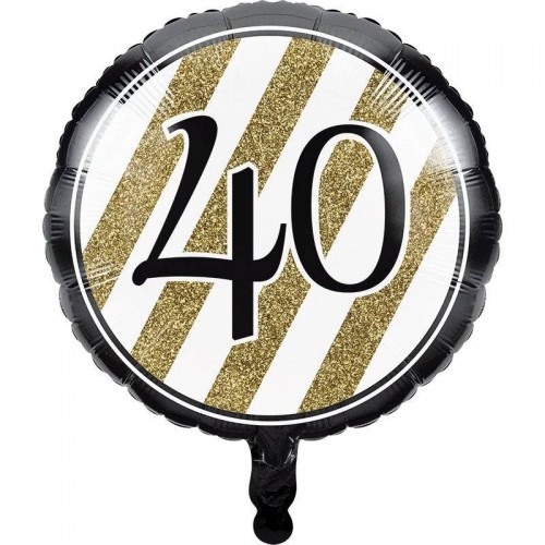 Balão Foil 40 anos dourado e preto