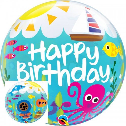 Balão "Happy Birthday" fundo do mar