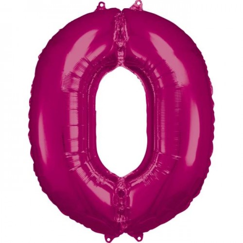 Balão Número "0" Fúcsia- 86 cm  (1 ud)