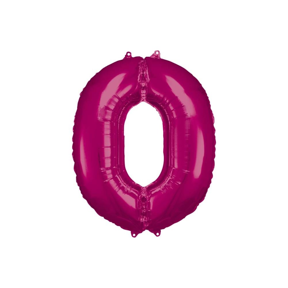 Balão Número "0" Fúcsia- 86 cm  (1 ud)