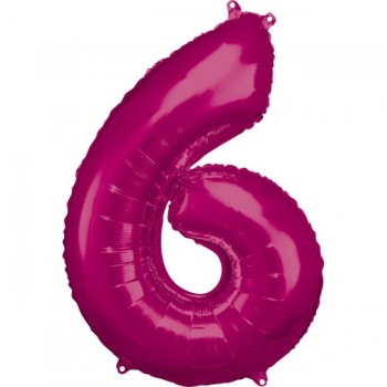 Globo número "6" Fucsia 83-86 cm  (1 ud)