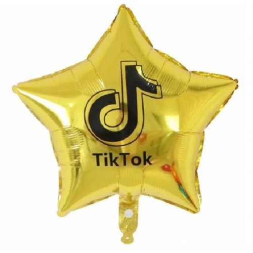 Balão Foil estrela dourado "Tik Tok"