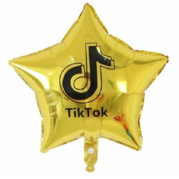 Balão Foil estrela dourado "Tik Tok"