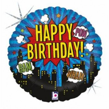 Balão "Happy Birthday" Super Herois