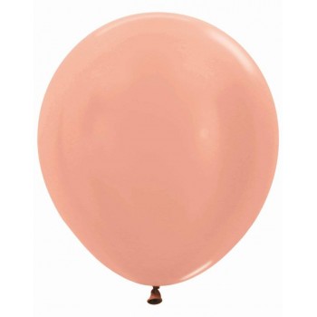 Globo Rosa Dorado Metal R-18 (6 uds)