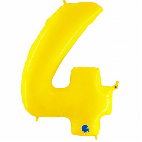 Balão Número "4" Amarelo fluor- 1 m