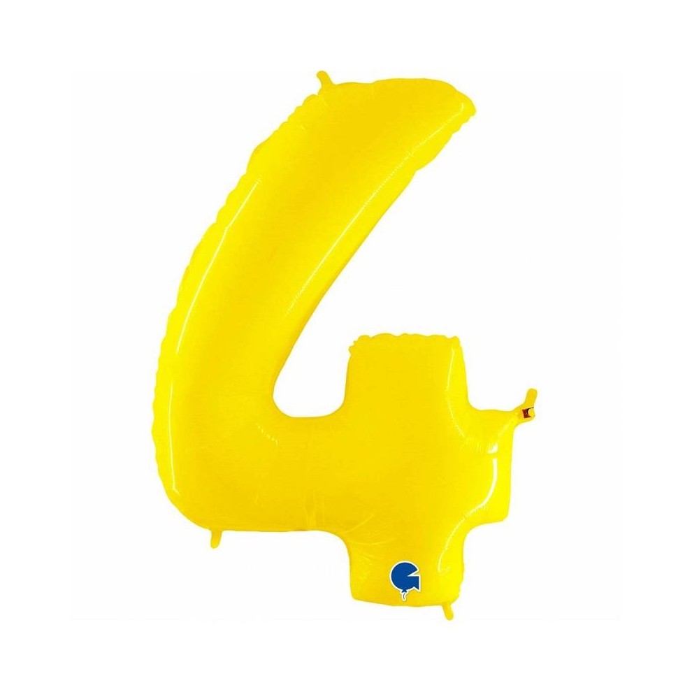 Balão Número "4" Amarelo fluor- 1 m