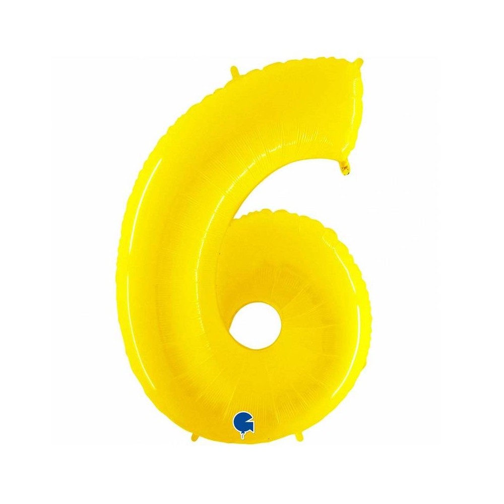 Balão Número "6" Amarelo fluor- 1 m