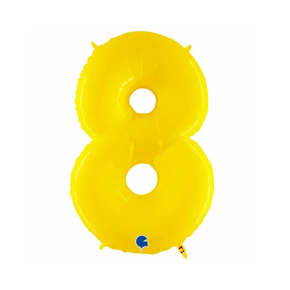 Balão Número "8" Amarelo fluor- 1 m