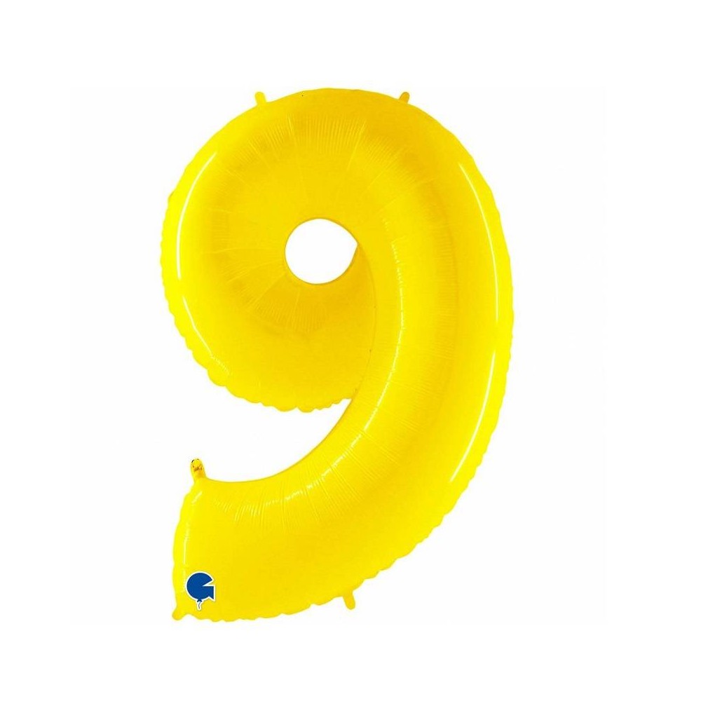 Balão Número "9" Amarelo fluor- 1 m