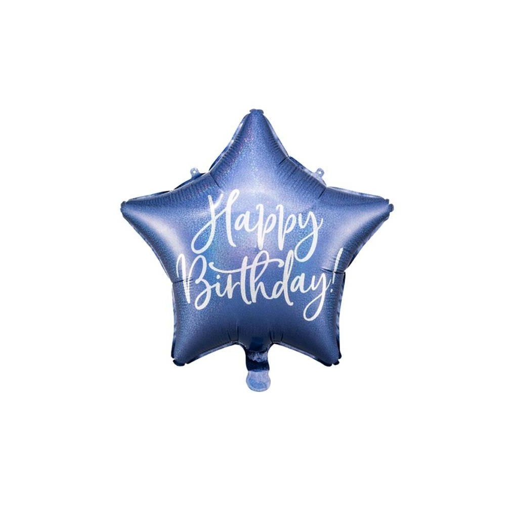 Balão "Happy Birthday" azul brilhante