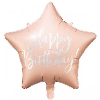 Balão "Happy Birthday" rosa palido