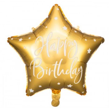 Balão "Happy Birthday" dourado