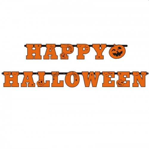 Banner "Happy Halloween" calabaza