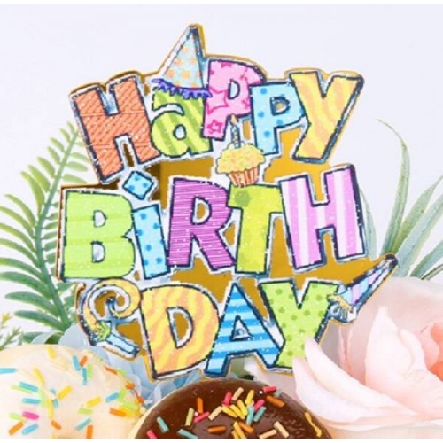 Topper para tarta "Happy Birthday" multicolor