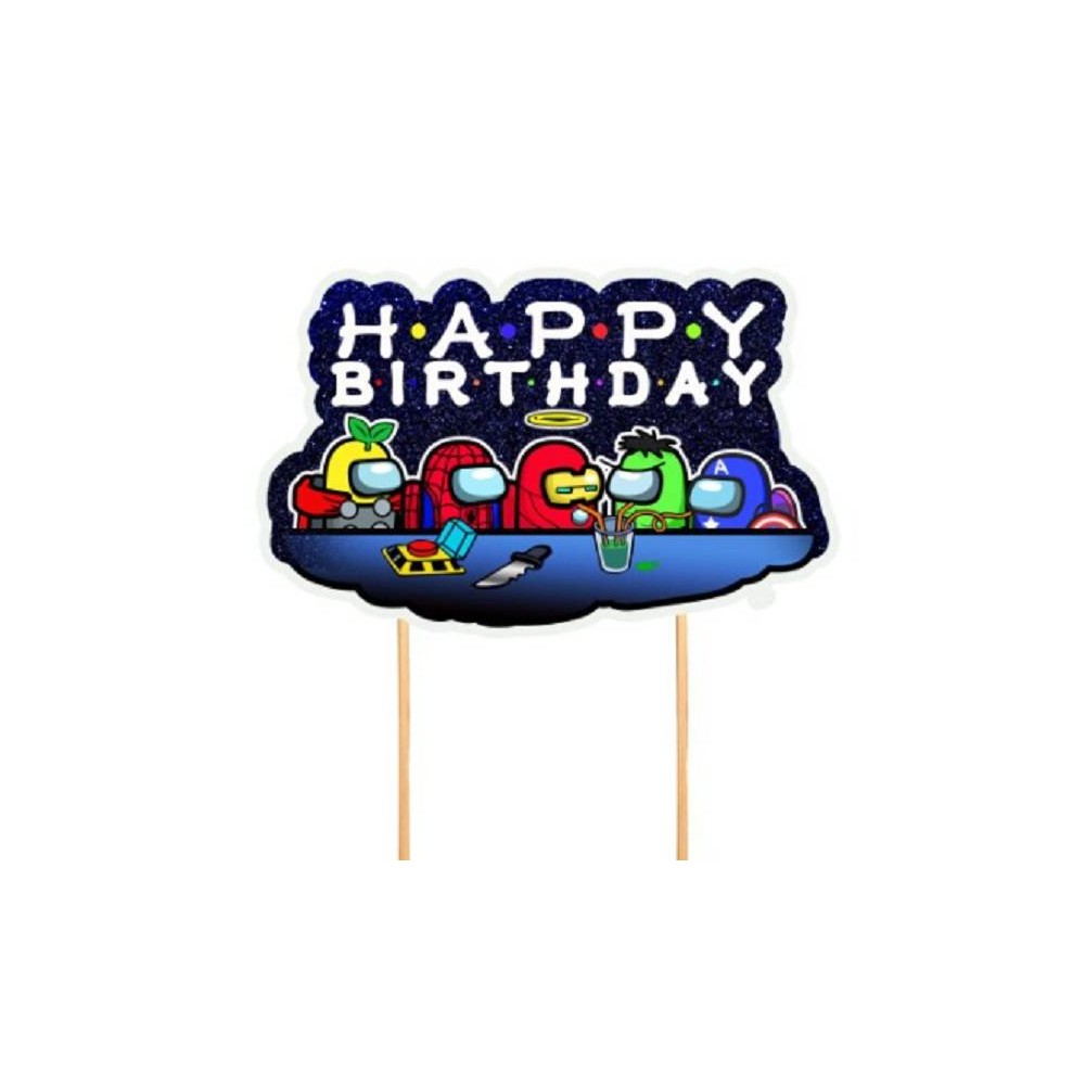 Topper para tarta Among Us "Happy Birthday"