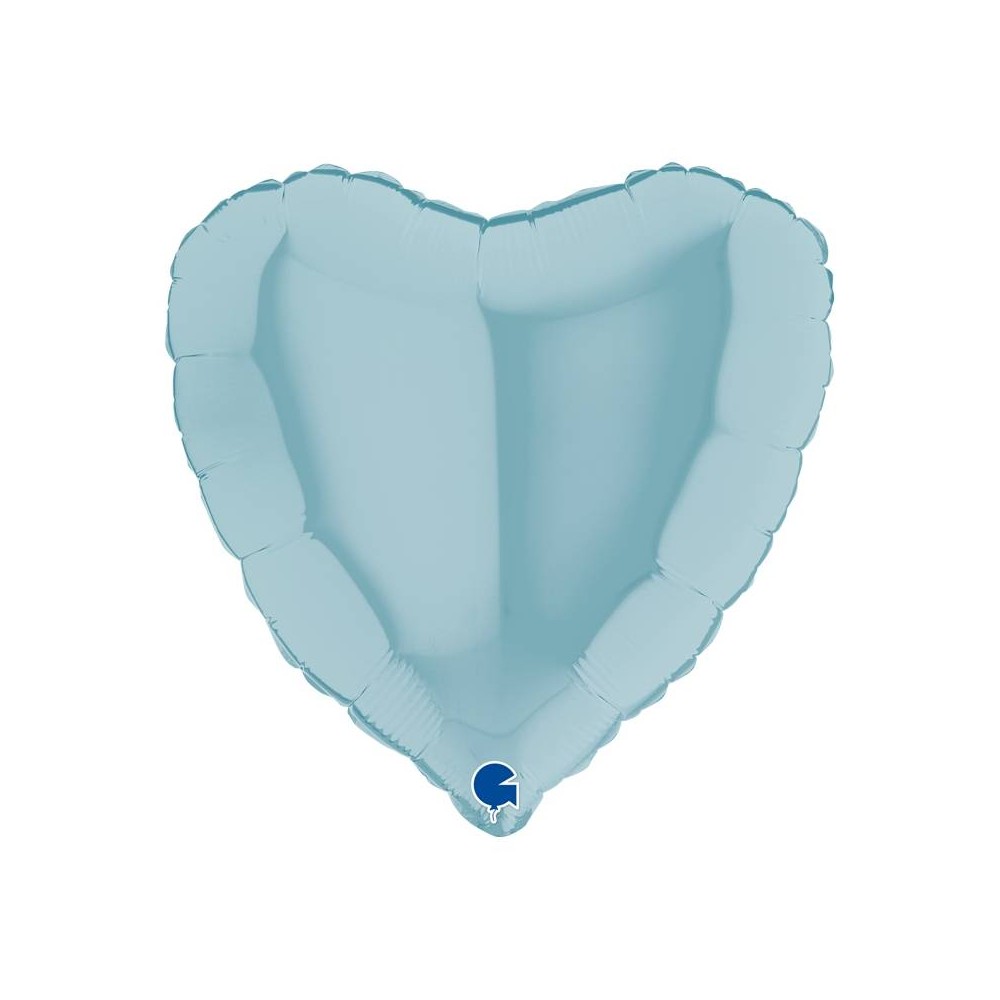 Balão coração azul celeste mate 45 cm 