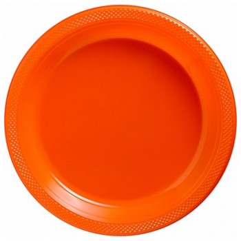 Platos Naranja Plásticos 23 cm