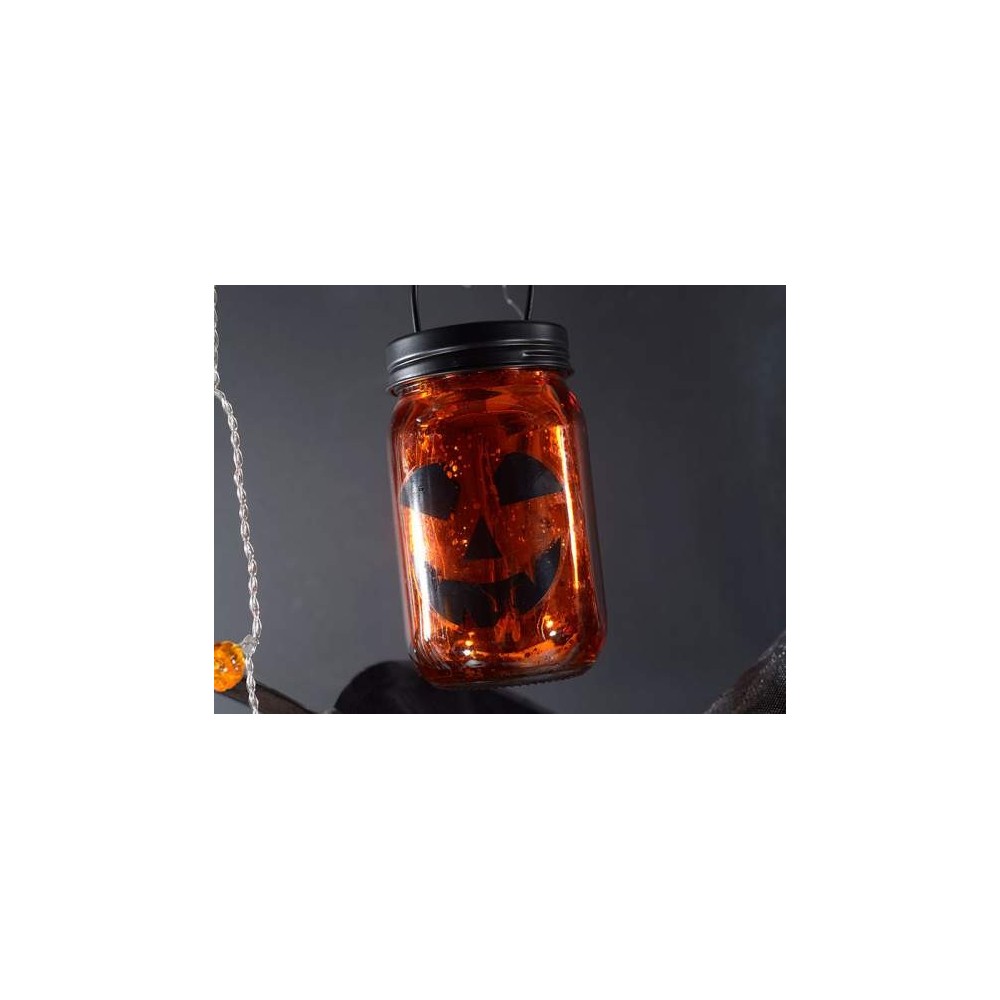 'Tarro de cristal portavela de Halloween naranja (1 ud)