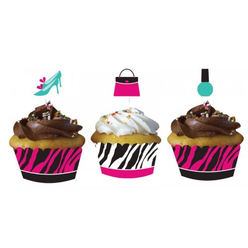 Picks Cupcakes Pink Zebra Boutique (12 uds)
