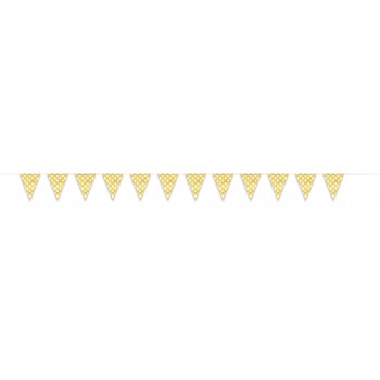 Banderín Triangular Amarillo con lunares Blancos (1ud)