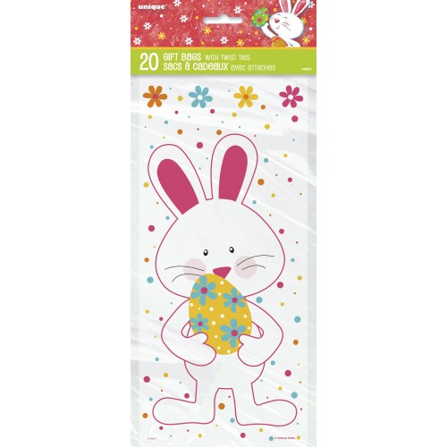 Bolsas Plástico Conejo Pascua 12,7 x 27,9 cm (20 uds)