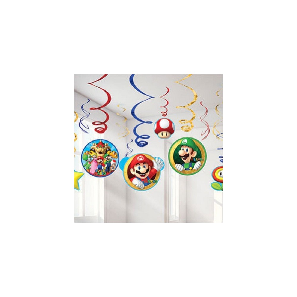 Decoración colgante Super Mario Bros (6x2 uds)