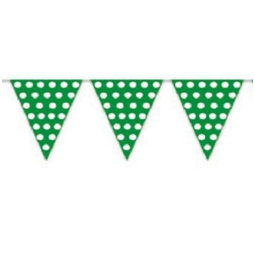 Banderín Triangular Verde con lunares Blancos (1ud)