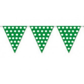 Banderín Triangular Verde con lunares Blancos (1ud)