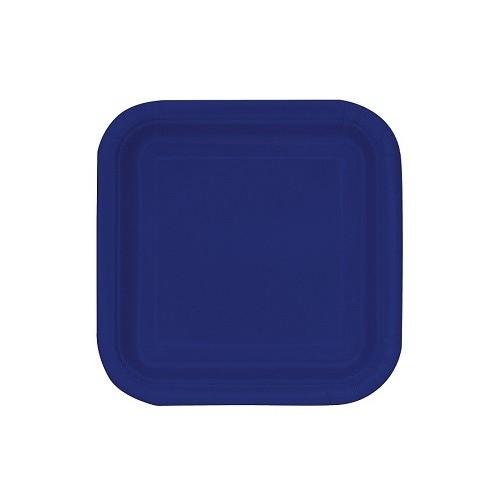 Platos De Cartón Azul Oscuro Cuadrado (16 uds)