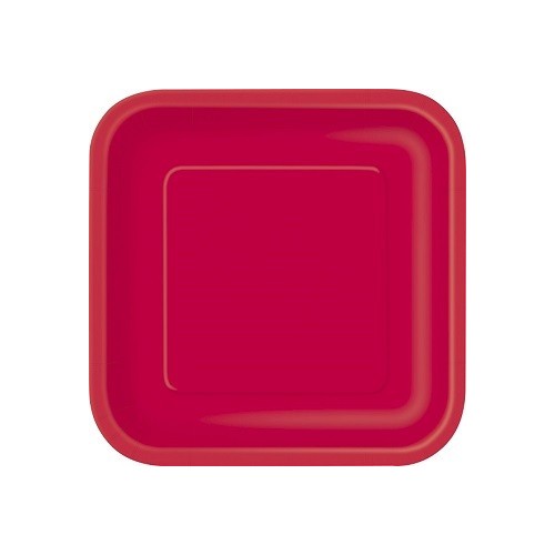 Platos De Cartón Rojo Cuadrado (16 uds)