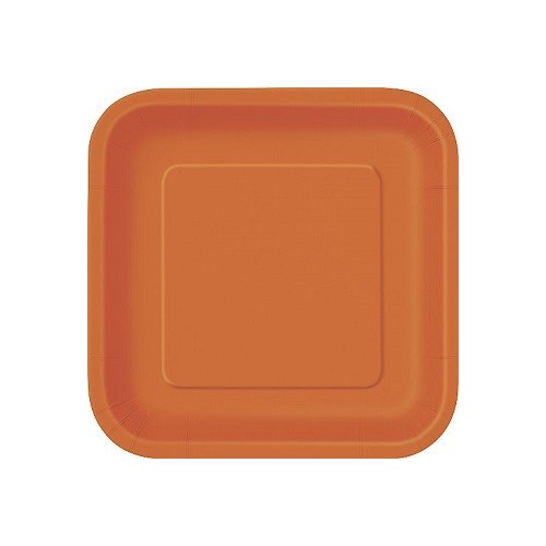 Platos De Cartón Naranja Cuadrado 18 cm (16 uds)