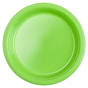 Platos Verde claro plásticos 18cm (10 uds)