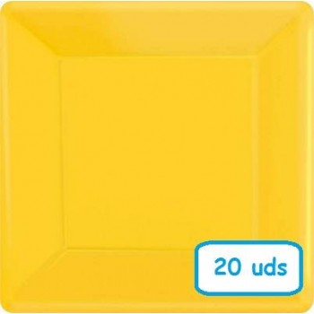 Platos de cartón amarillo cuadrado 18 cm (20 uds)