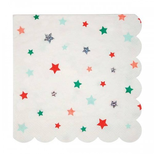 Servilletas estrellas multicolor grandes (16 uds)