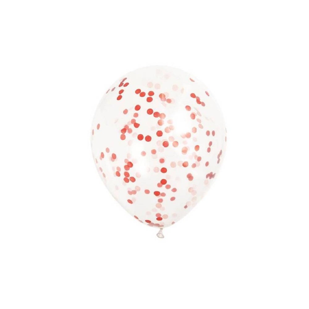 Globos transparente Confetti Rojo (6 uds)