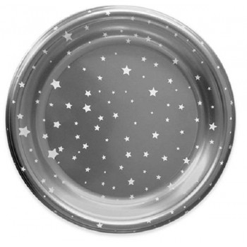 Platos plata estrellas blancas 23cm (4 uds)