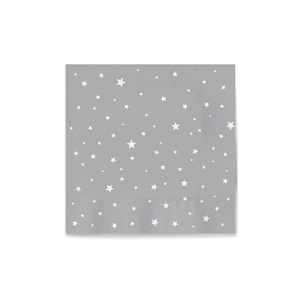 Servilletas plata estrellas blancas (20 uds)
