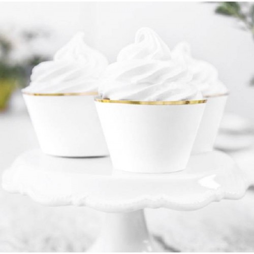 Envoltorios para Cupcakes "ELegant"  blanco/oro (6 uds)