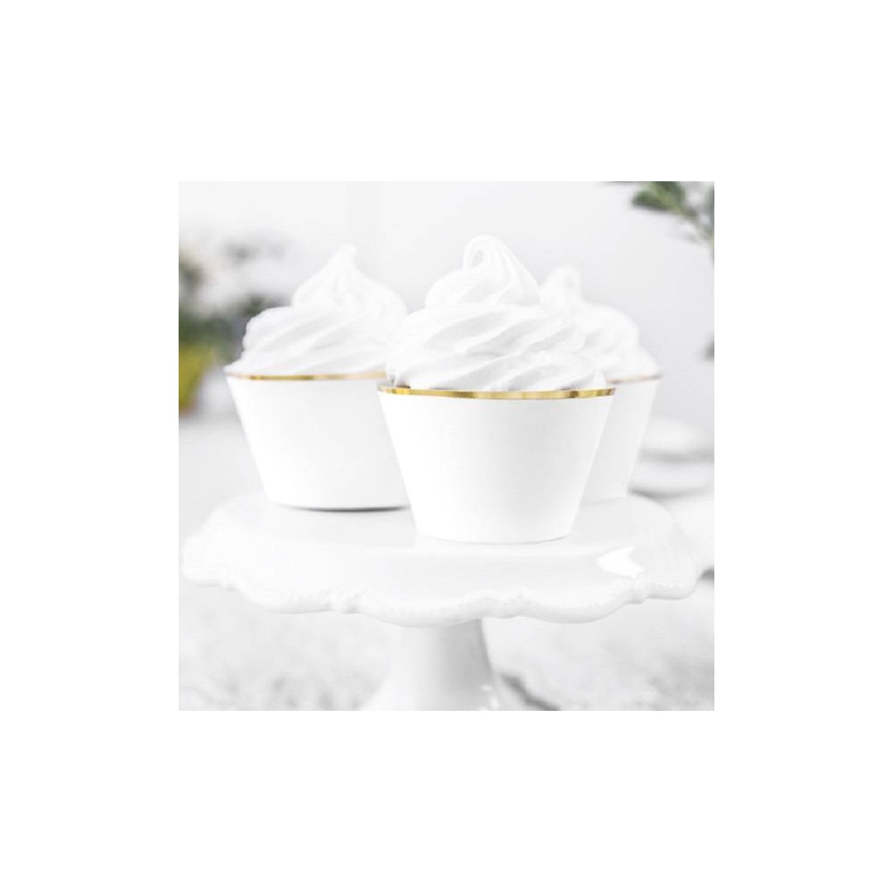 Envoltorios para Cupcakes "ELegant"  blanco/oro (6 uds)