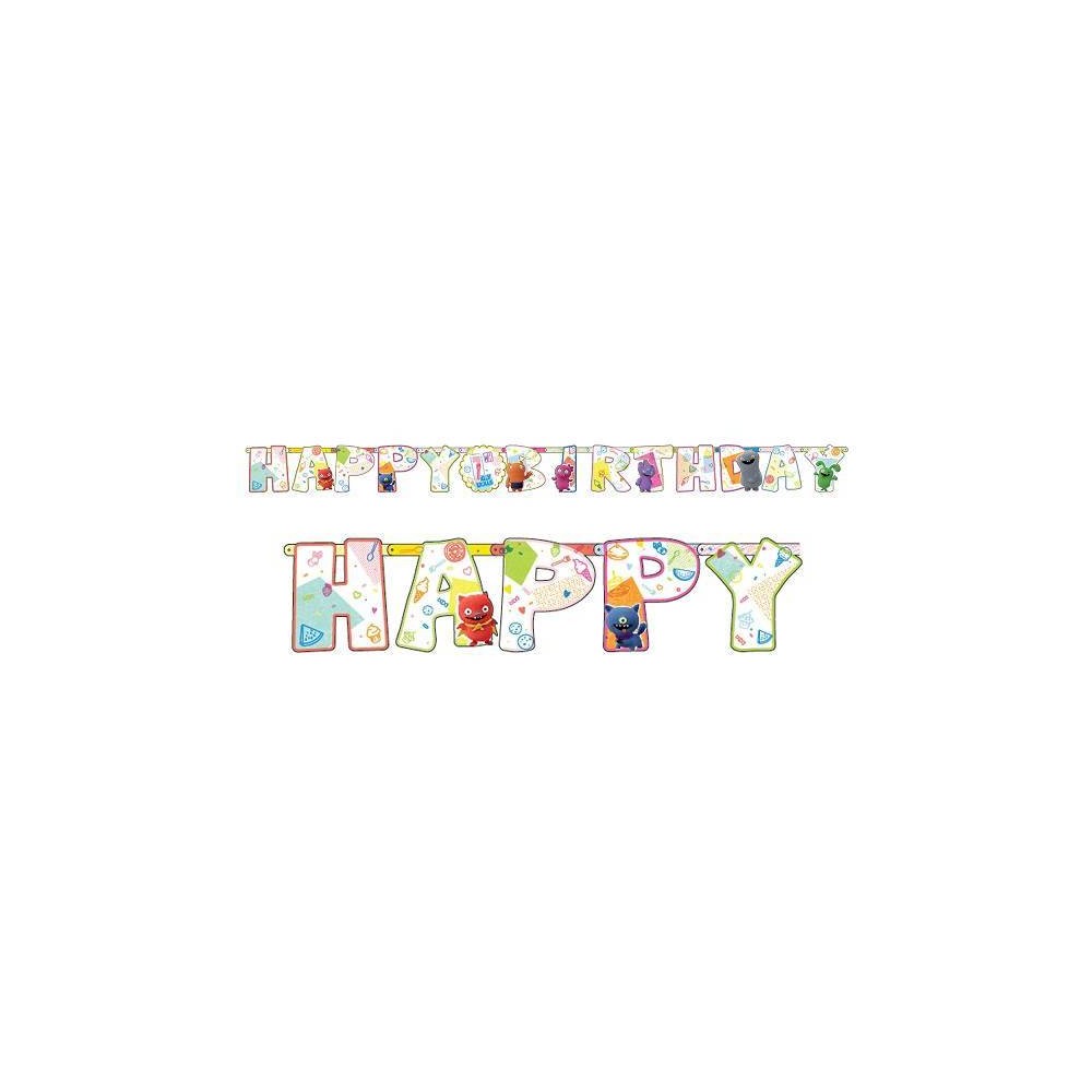 Banner UglyDolls con texto "Happy Birthday" (1 ud)