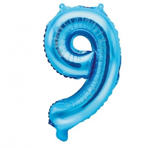 Globo número "9" Azul - 35 cm  (1 ud)